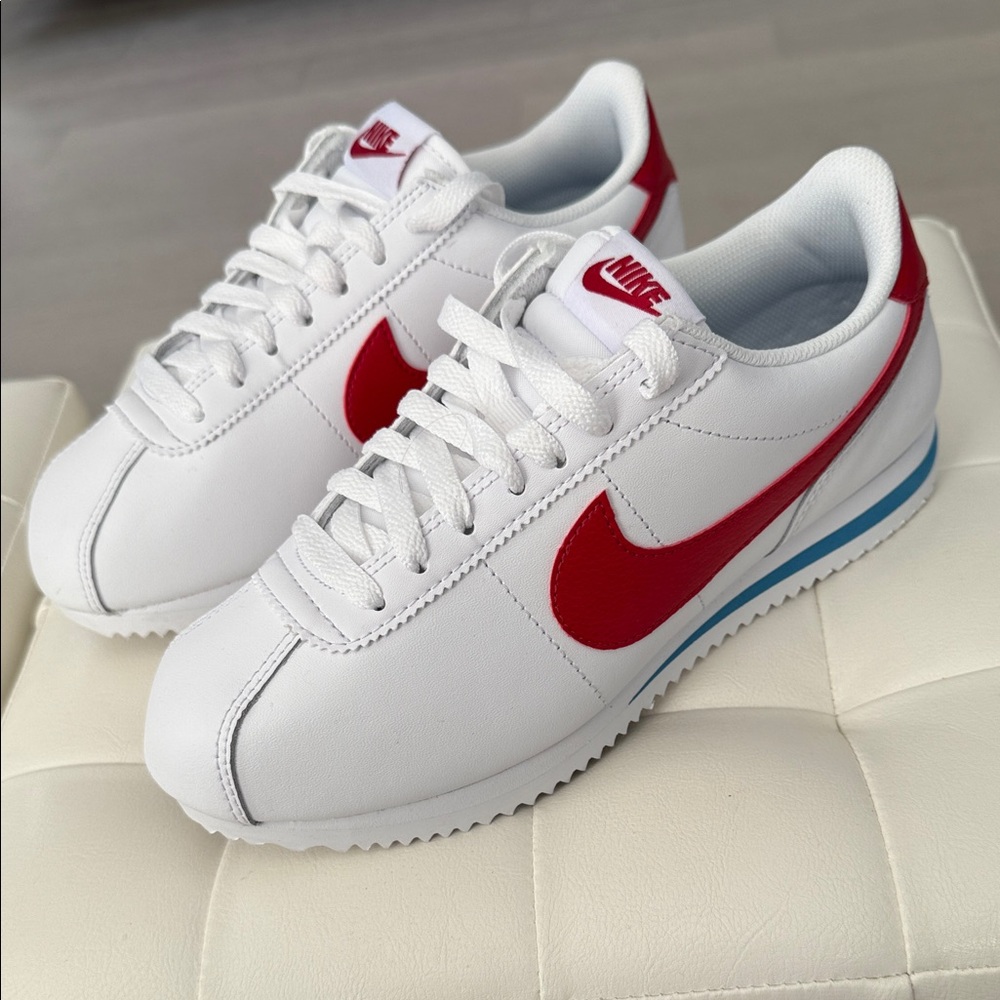 Nike White Red & Blue Cortez Sneakers - Forest Gump 2024 Size 7.5 New